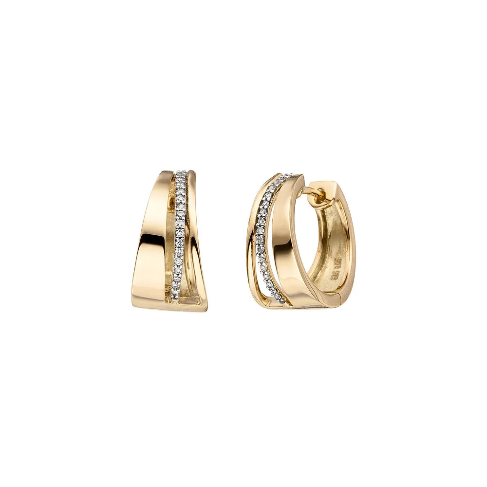 Creolen 585 Gold Gelbgold bicolor 34 Diamanten Brillanten Ohrringe Goldcreolen