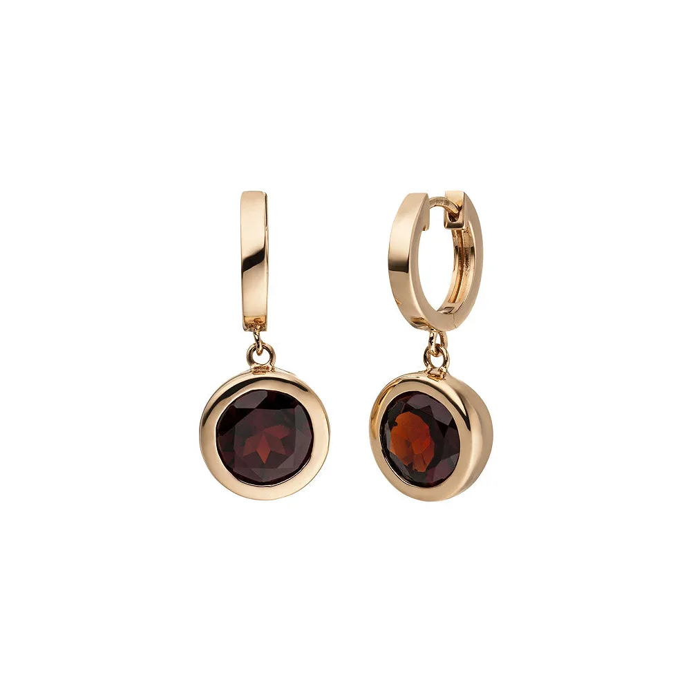 Creolen 585 Gold Rotgold 2 Granate rot Ohrringe Goldcreolen Granatohrringe