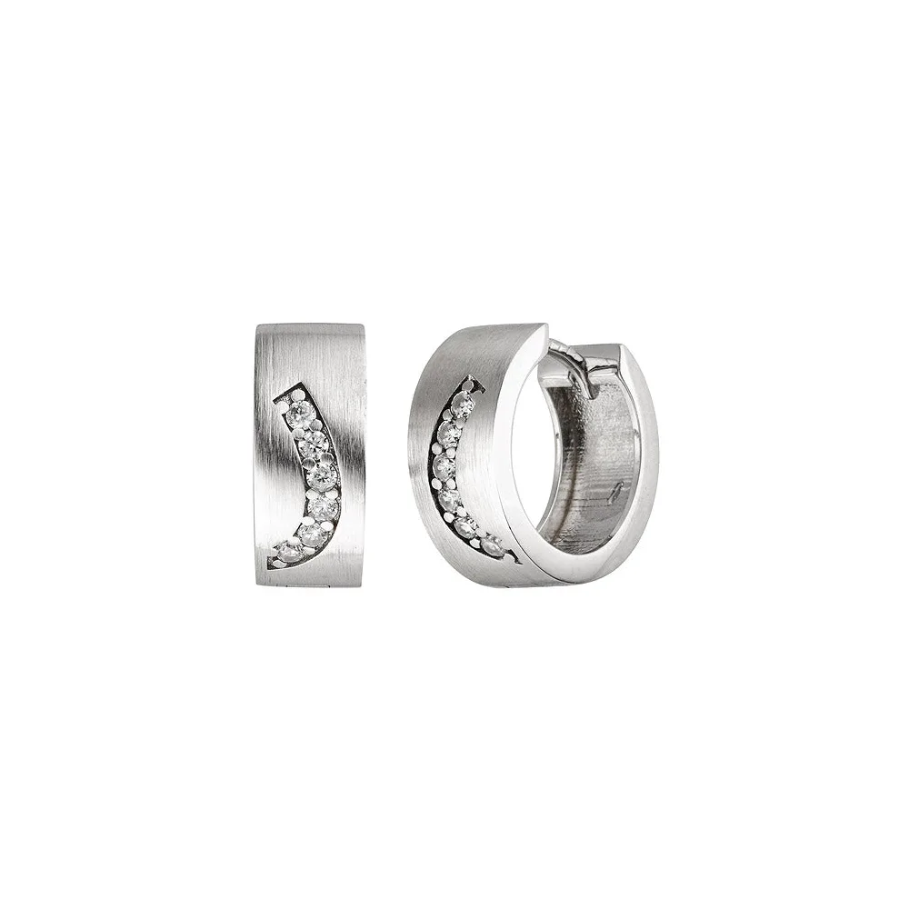 Creolen 925 Silber matt 12 Zirkonia Ohrringe Silbercreolen Silberohrringe
