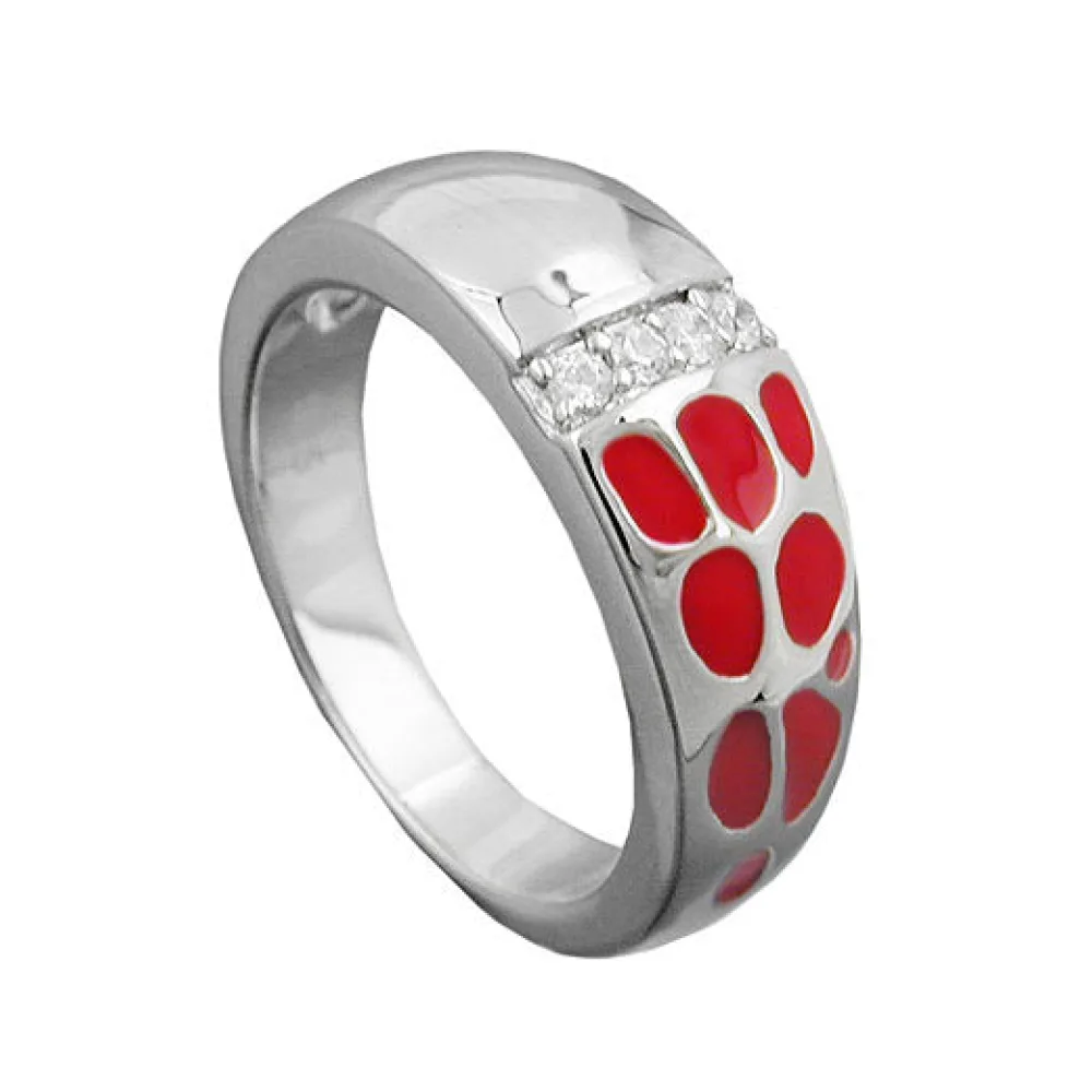 Ring rot mit Zirkonia Silber 925-54