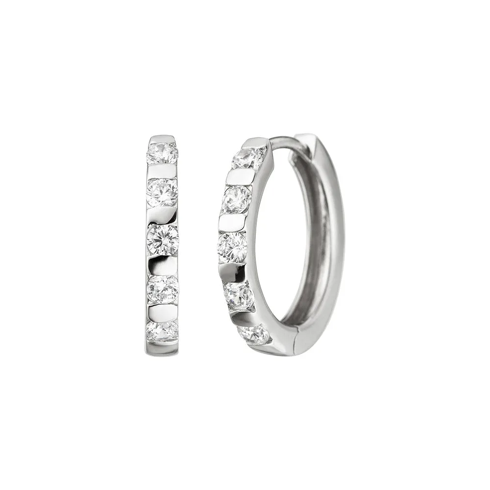 Creolen 925 Sterling Silber 10 Zirkonia Ohrringe Silbercreolen Silberohrringe