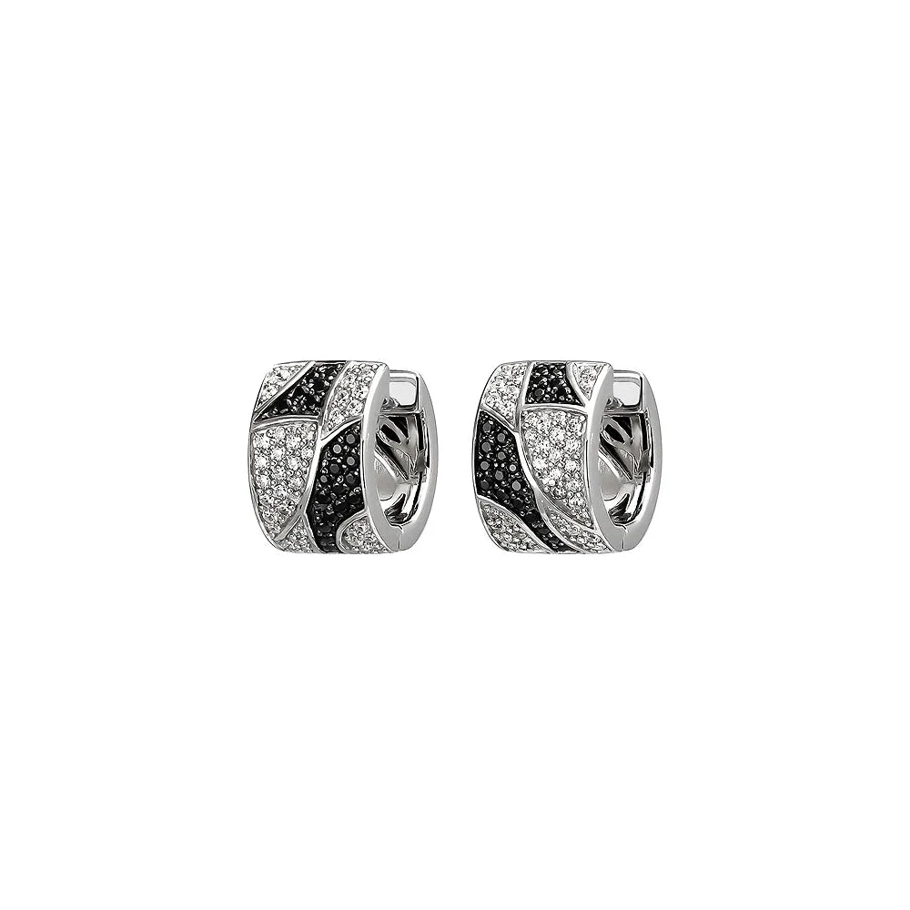 Creolen 925 Sterling Silber 114 Zirkonia schwarz und weiß Ohrringe