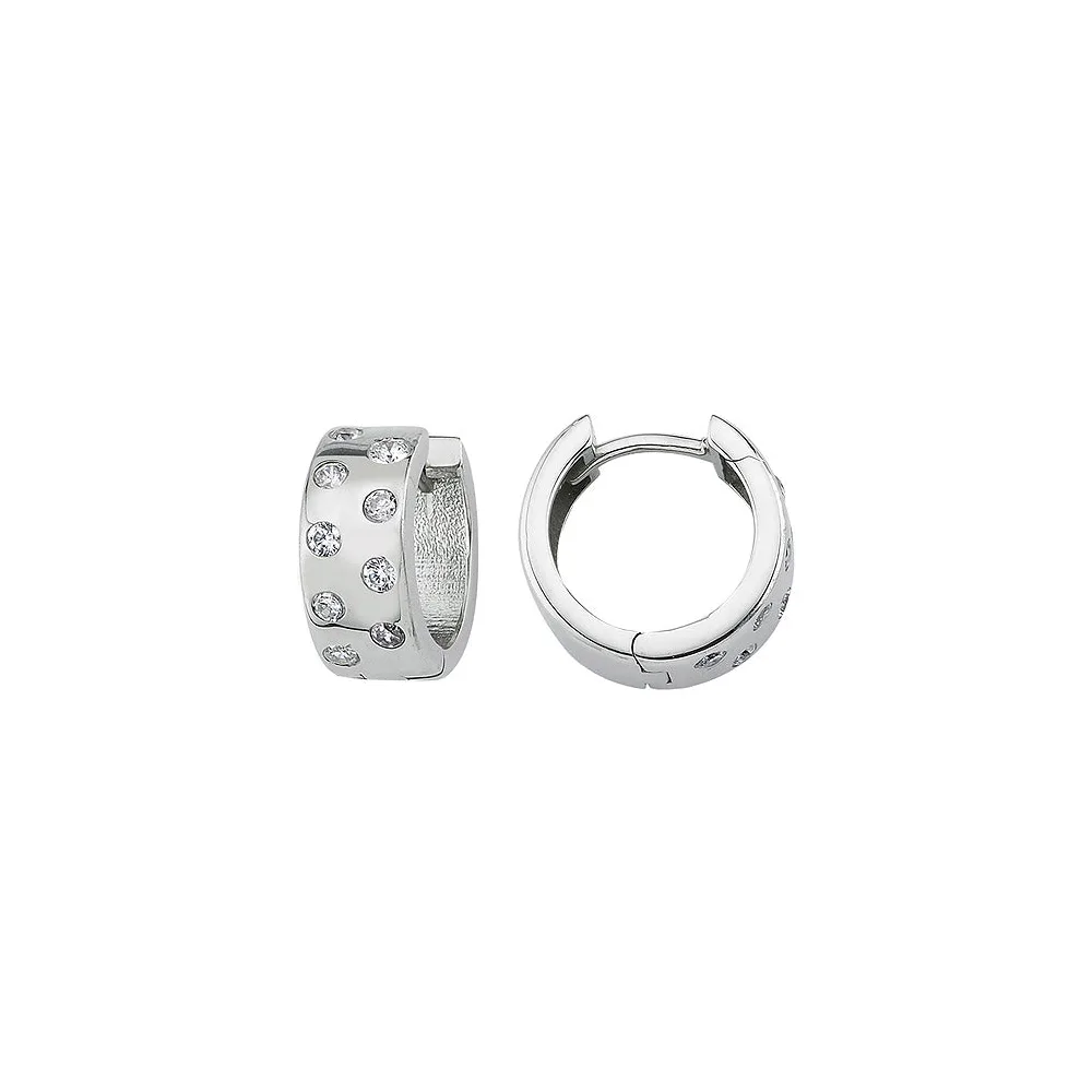 Creolen 925 Sterling Silber 18 Zirkonia Ohrringe Silberohrringe