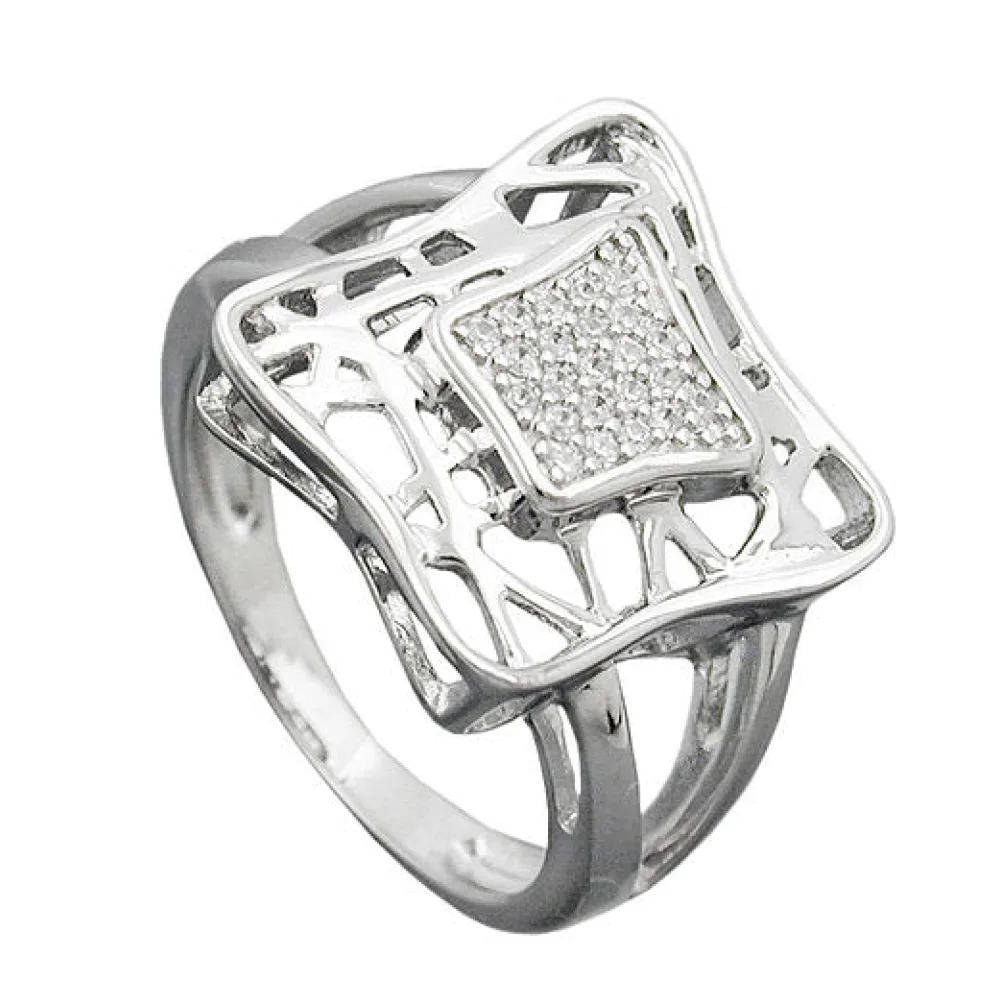 Ring Viereck mit Zirkonia Silber 925-56