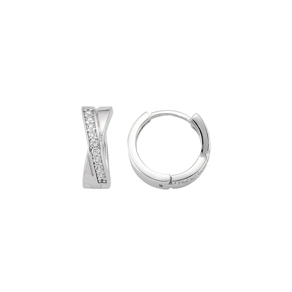 Creolen 925 Sterling Silber 18 Zirkonia Ohrringe Silberohrringe