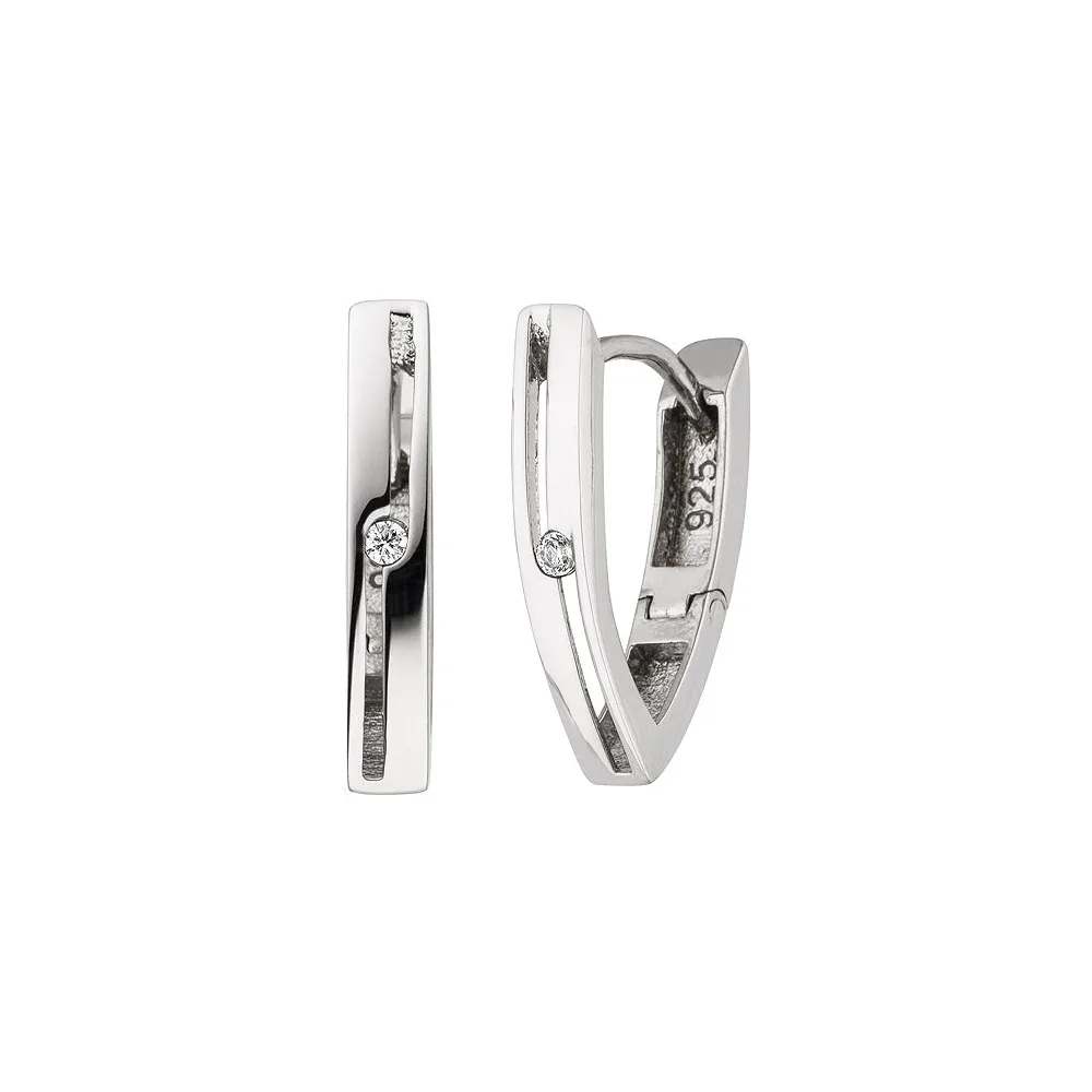 Creolen 925 Sterling Silber 2 Zirkonia Ohrringe Silbercreolen Silberohrringe
