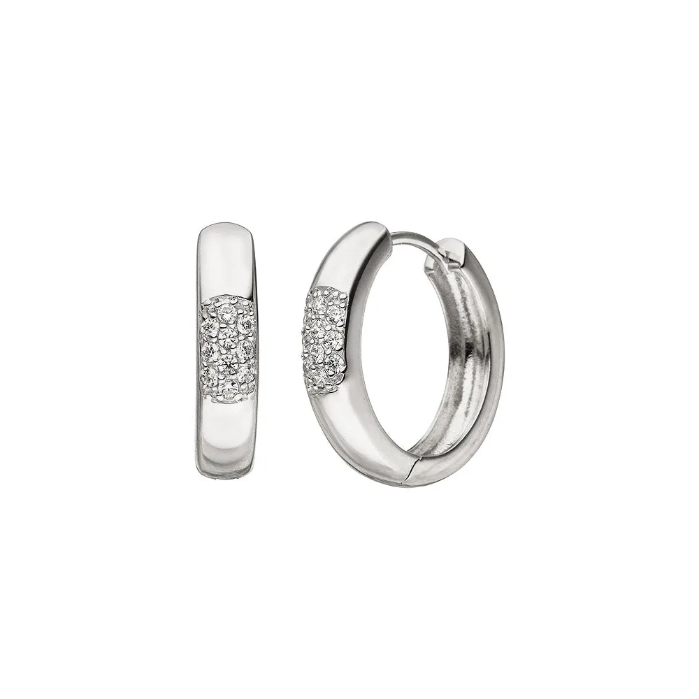 Creolen 925 Sterling Silber 20 Zirkonia Ohrringe Silbercreolen Silberohrringe