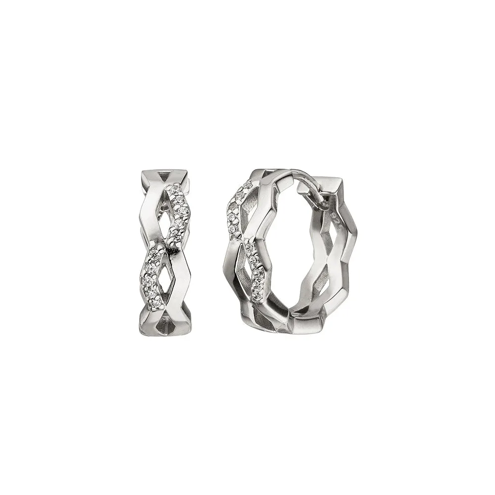 Creolen 925 Sterling Silber 20 Zirkonia Ohrringe Silbercreolen Silberohrringe