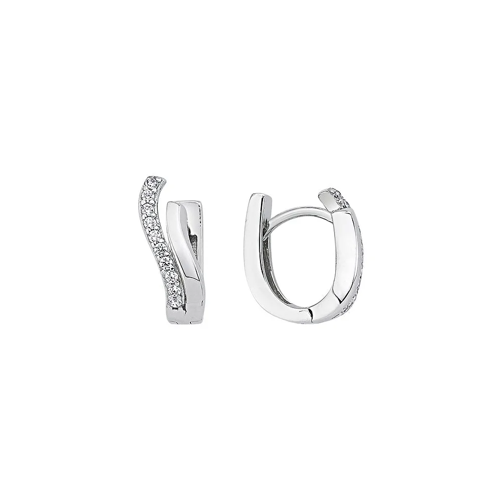 Creolen 925 Sterling Silber 20 Zirkonia Ohrringe Silberohrringe