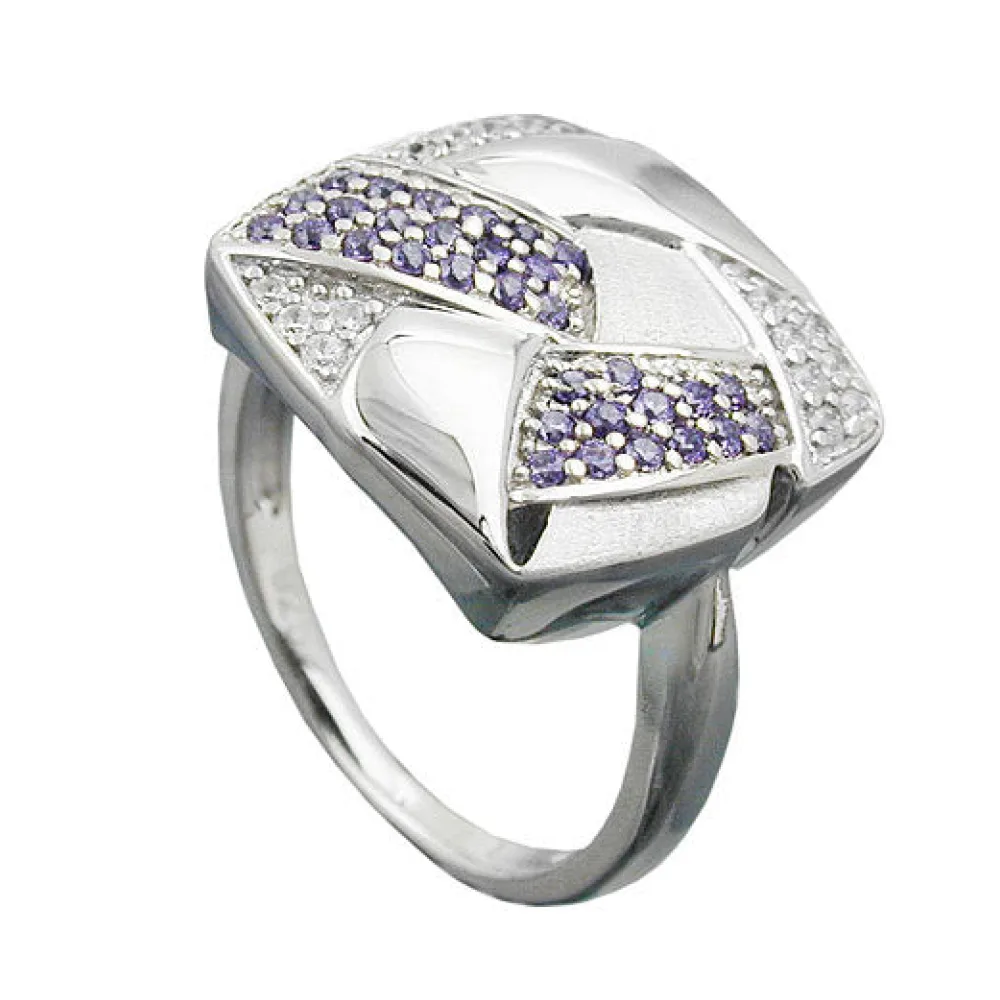 Ring Viereck mit Zirkonia Silber 925-62