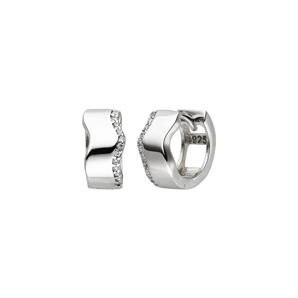 Creolen 925 Sterling Silber 24 Zirkonia Ohrringe Silbercreolen Silberohrringe