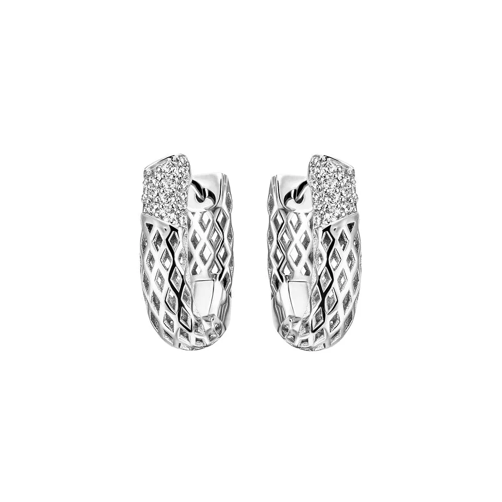 Creolen 925 Sterling Silber 32 Zirkonia Ohrringe Silbercreolen Silberohrringe