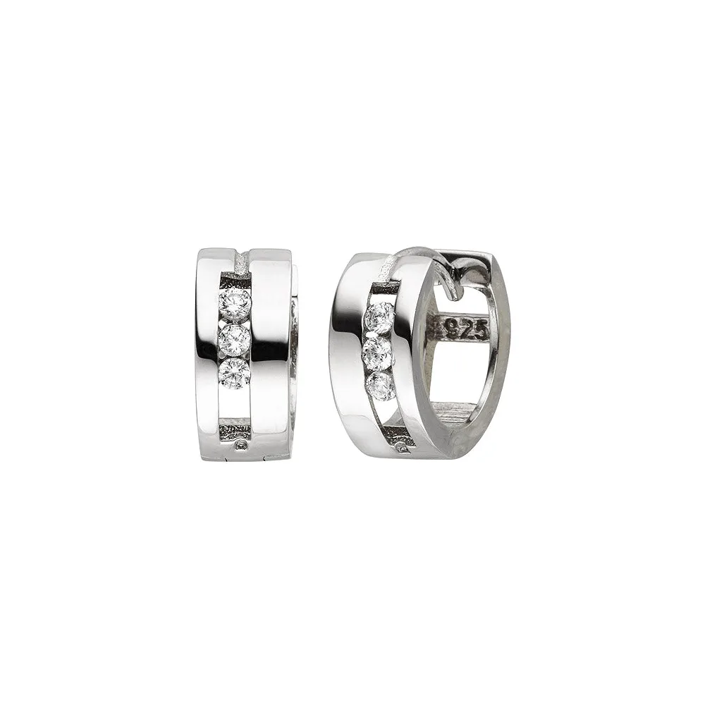 Creolen 925 Sterling Silber 6 Zirkonia Ohrringe Silbercreolen Silberohrringe