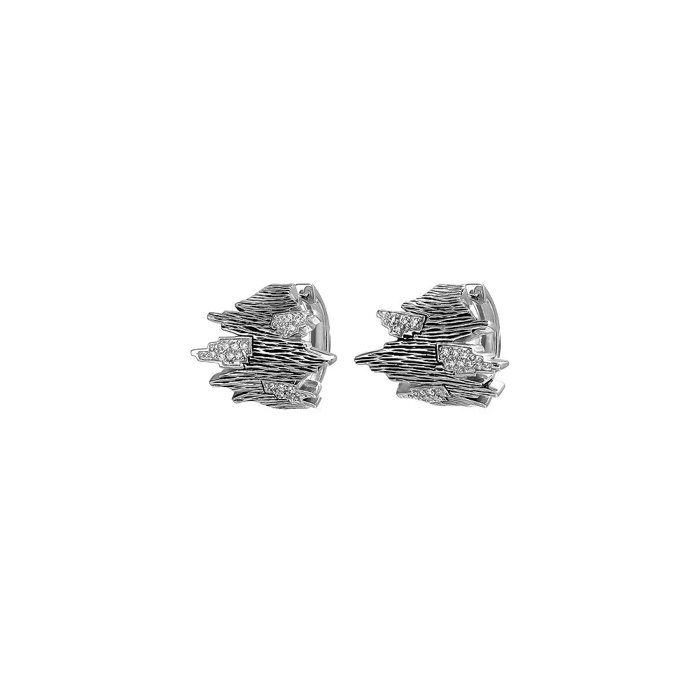 Creolen 925 Sterling Silber geschwärzt 32 Zirkonia Ohrringe Silbercreolen
