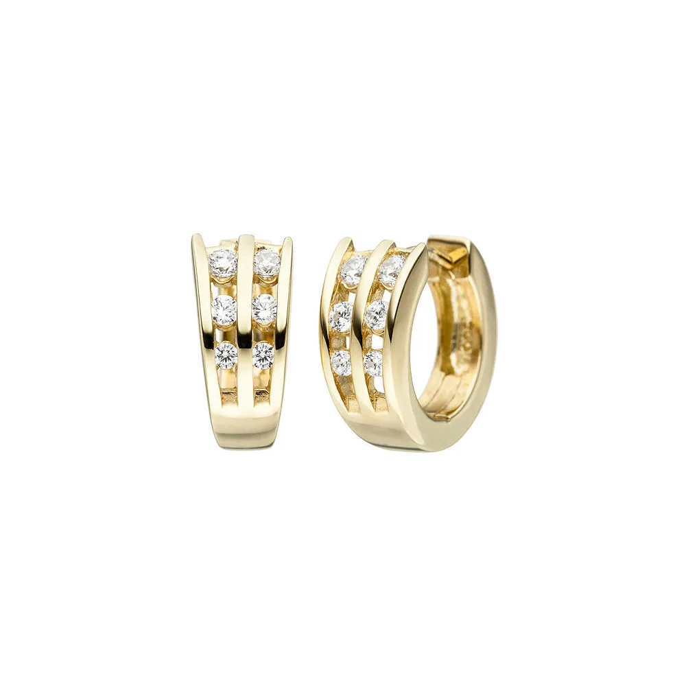 Creolen 925 Sterling Silber gold vergoldet 12 Zirkonia Ohrringe