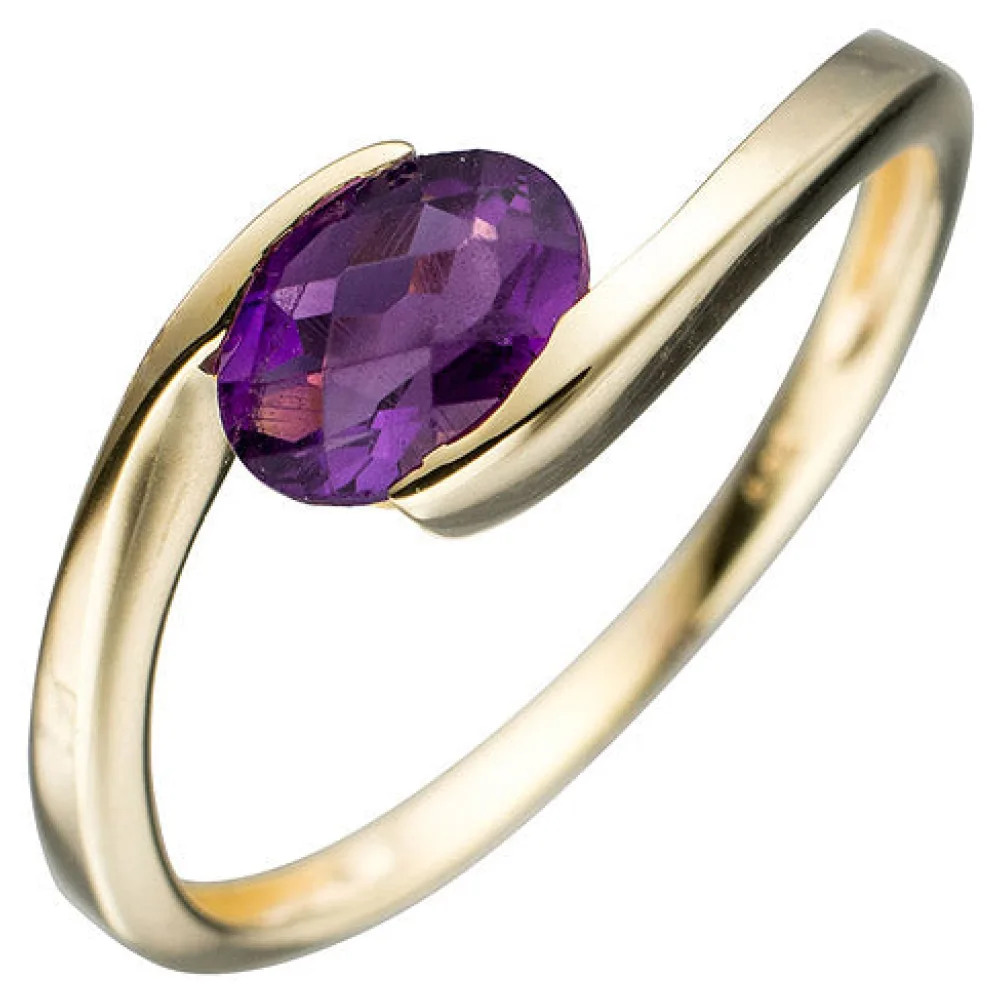Damen Ring 333 Gold Gelbgold 1 Amethyst lila violett Goldring-60