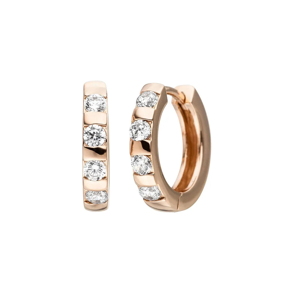 Creolen 925 Sterling Silber rotgold vergoldet 8 Zirkonia Ohrringe