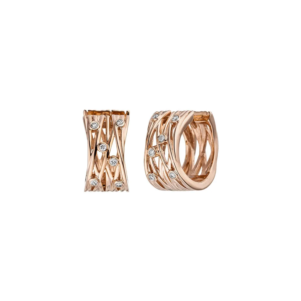 Creolen breit 585 Gold Rotgold 12 Diamanten Brillanten Ohrringe Rotgoldcreolen