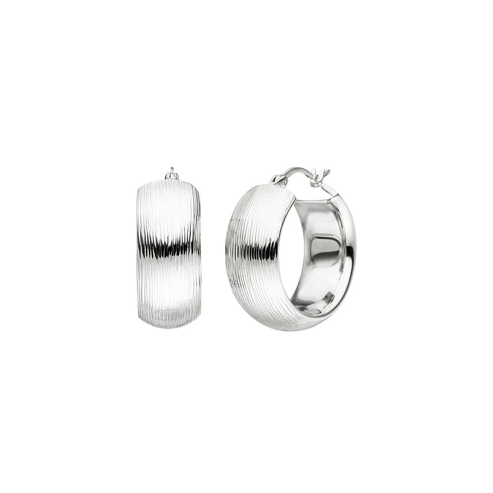 Creolen breit 925 Sterling Silber mit Struktur Ohrringe Silbercreolen