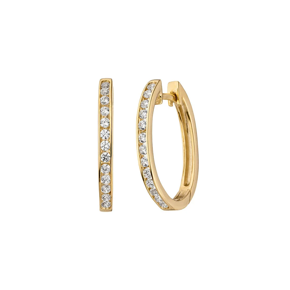 Creolen oval 375 Gold Gelbgold 26 Zirkonia Ohrringe Goldcreolen Goldohrringe