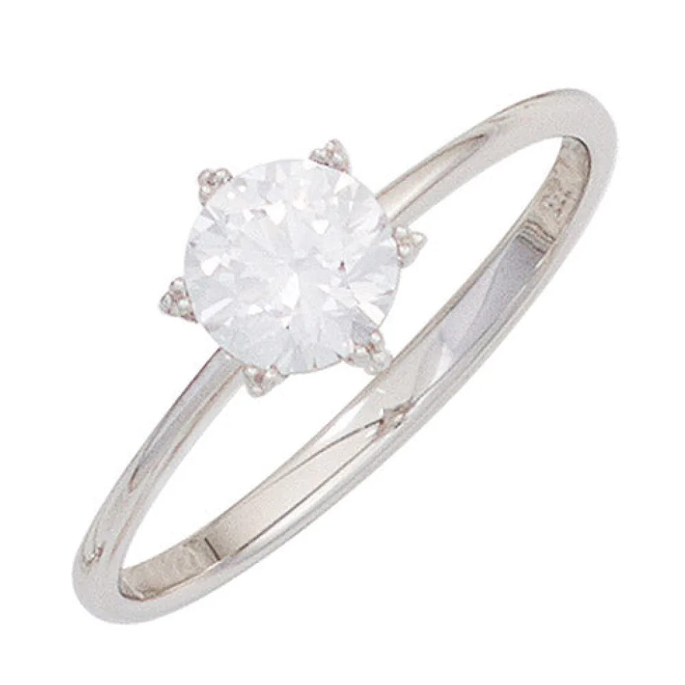 Damen Ring 333 Gold Weißgold 1 Zirkonia Goldring-52