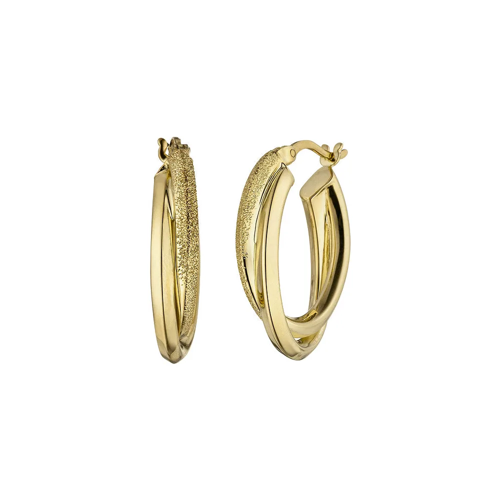 Creolen oval 925 Sterling Silber gold vergoldet matt Ohrringe