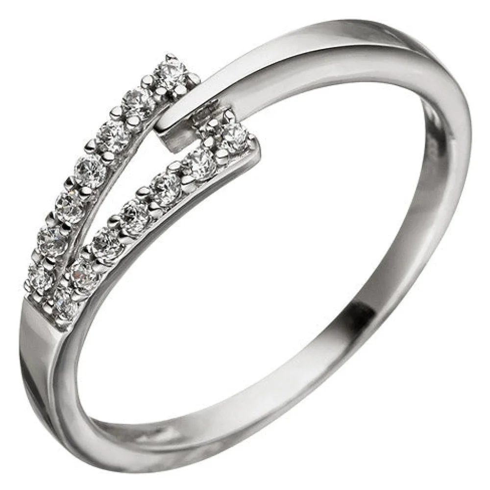 Damen Ring 333 Gold Weißgold 14 Zirkonia Weißgoldring-54