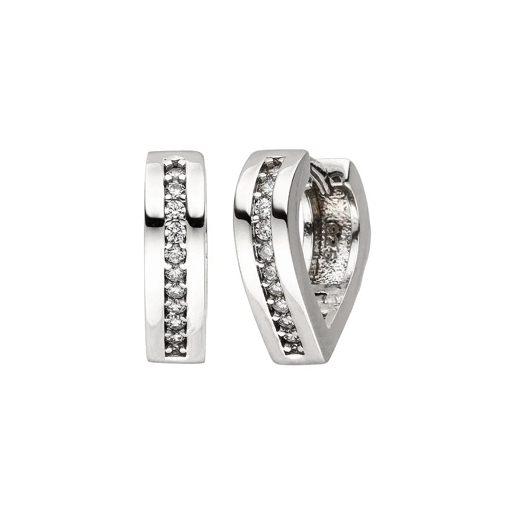 Creolen spitz 925 Sterling Silber 20 Zirkonia Ohrringe Silbercreolen