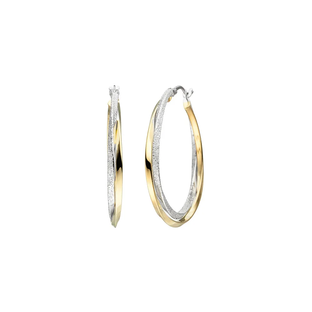 Creolen verschlungen 925 Sterling Silber bicolor vergoldet Ohrringe