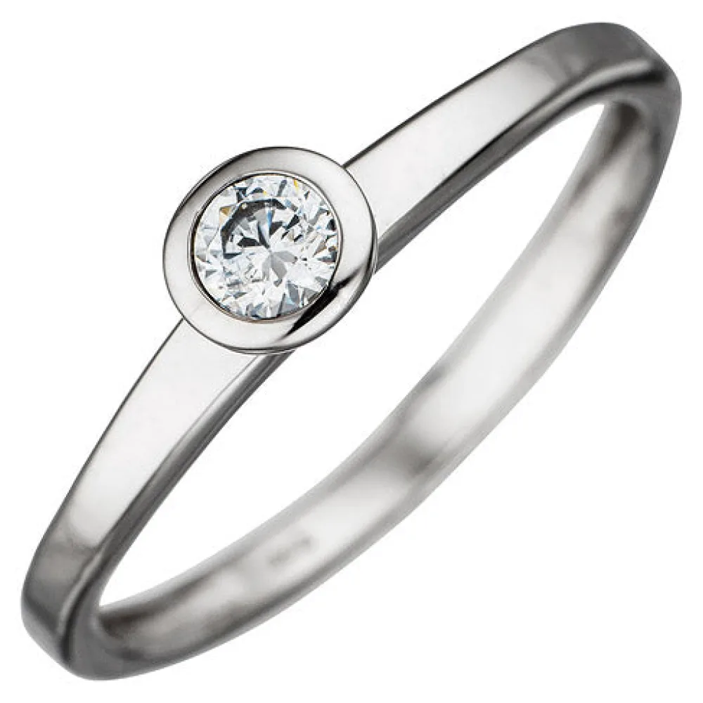 Damen Ring 333 Gold Weißgold 1 Zirkonia Goldring-60