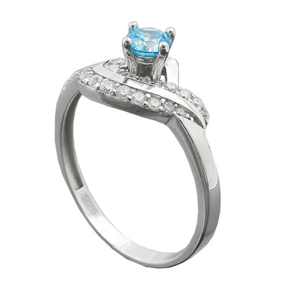 Ring Zirkonia aqua/weiß Silber 925-58