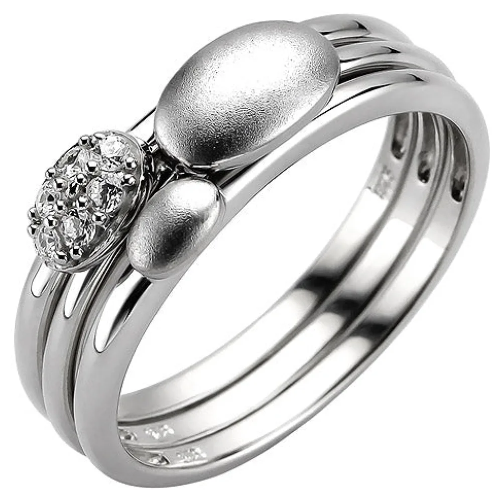 Damen Ring 3-teilig 925 Sterling Silber 6 Zirkonia Silberring-64