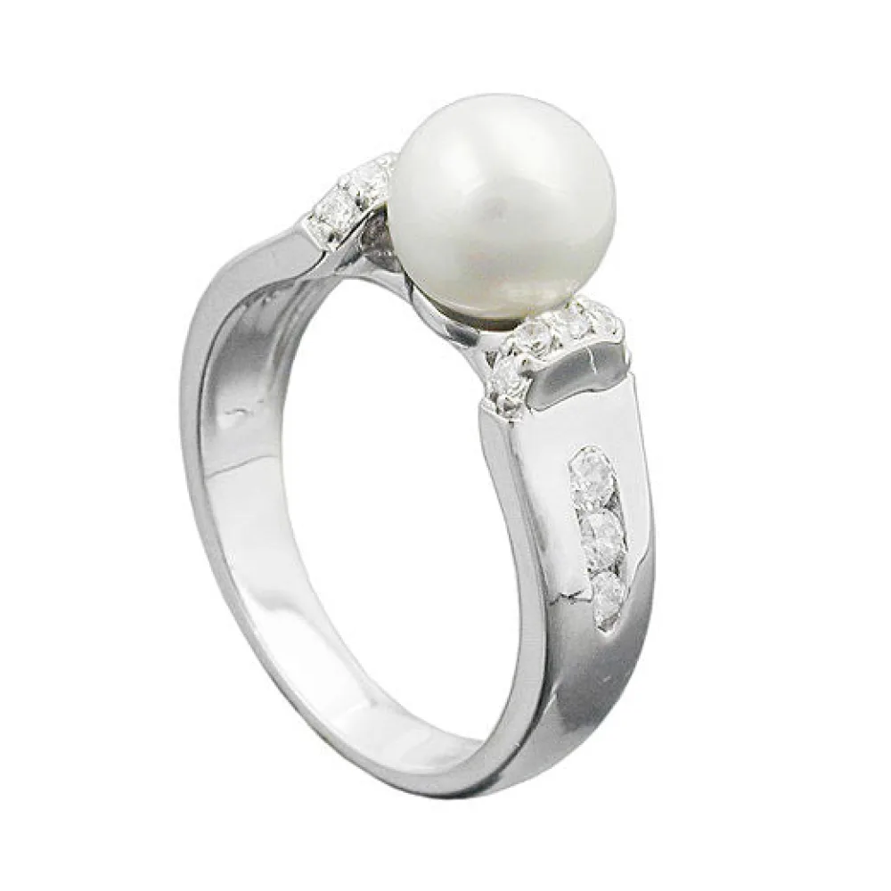 Ring Zuchtperle Zirkonia Silber 925-60