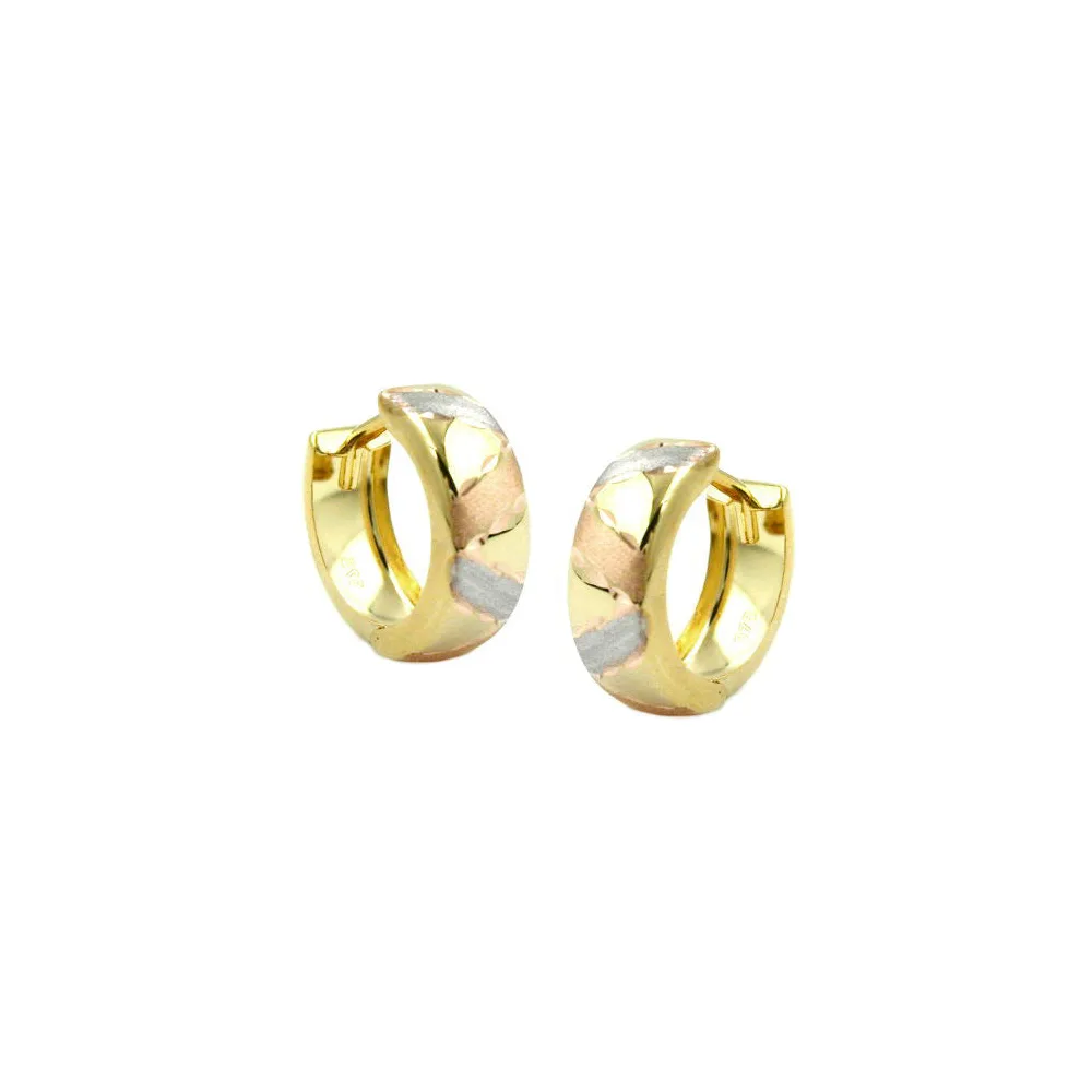 Creolen tricolor diamantiert Gold 375