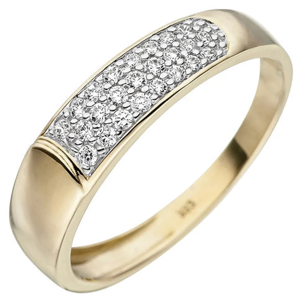 Damen Ring 333 Gold Gelbgold 24 Zirkonia Goldring-56