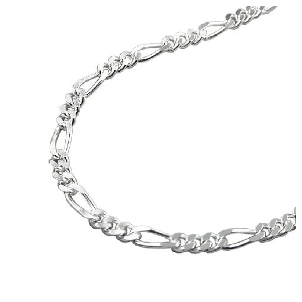 Fußkette Figaro diamantiert Silber 925-38