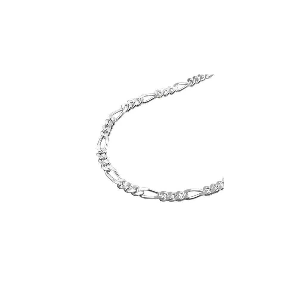 Fußkette Figaro diamantiert Silber 925-45