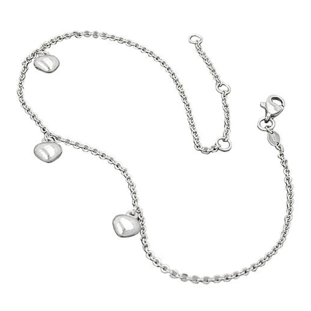 Fußkette Anker mit Herzen Silber 925-27