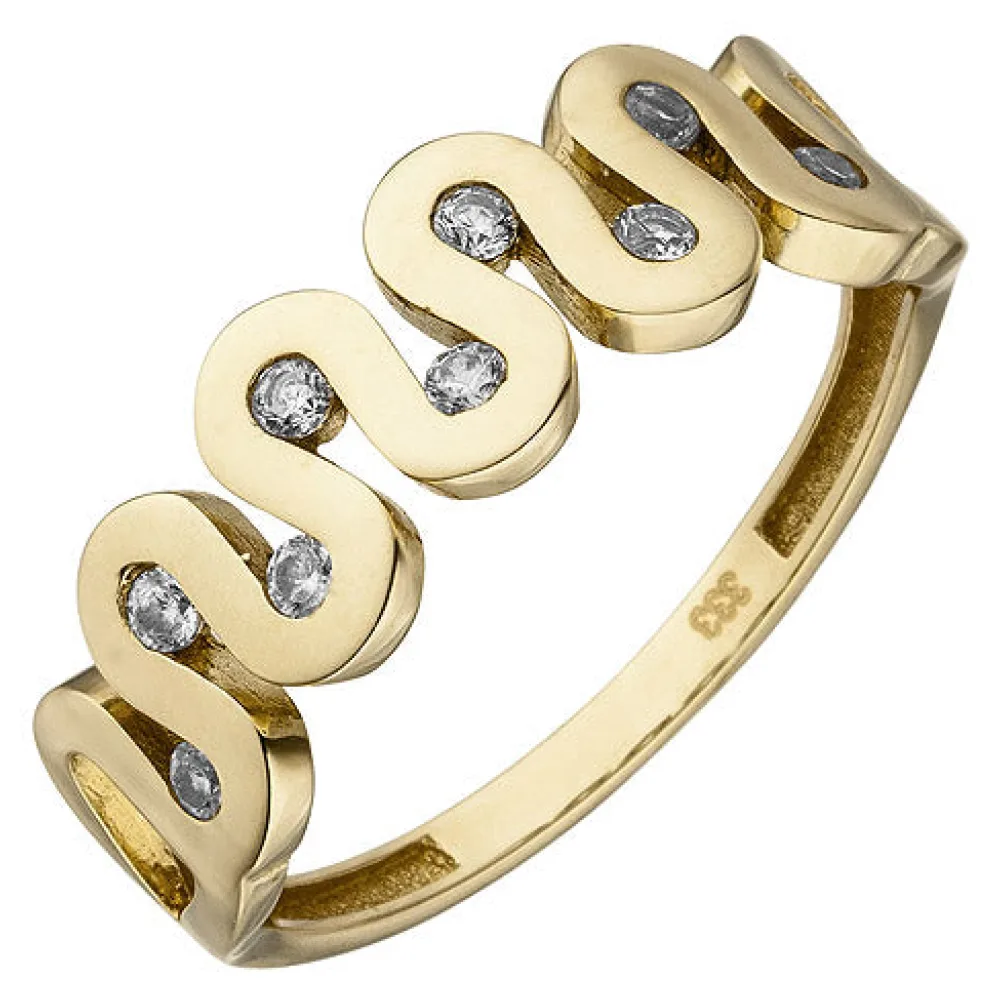 Damen Ring 333 Gold Gelbgold 9 Zirkonia Goldring-50