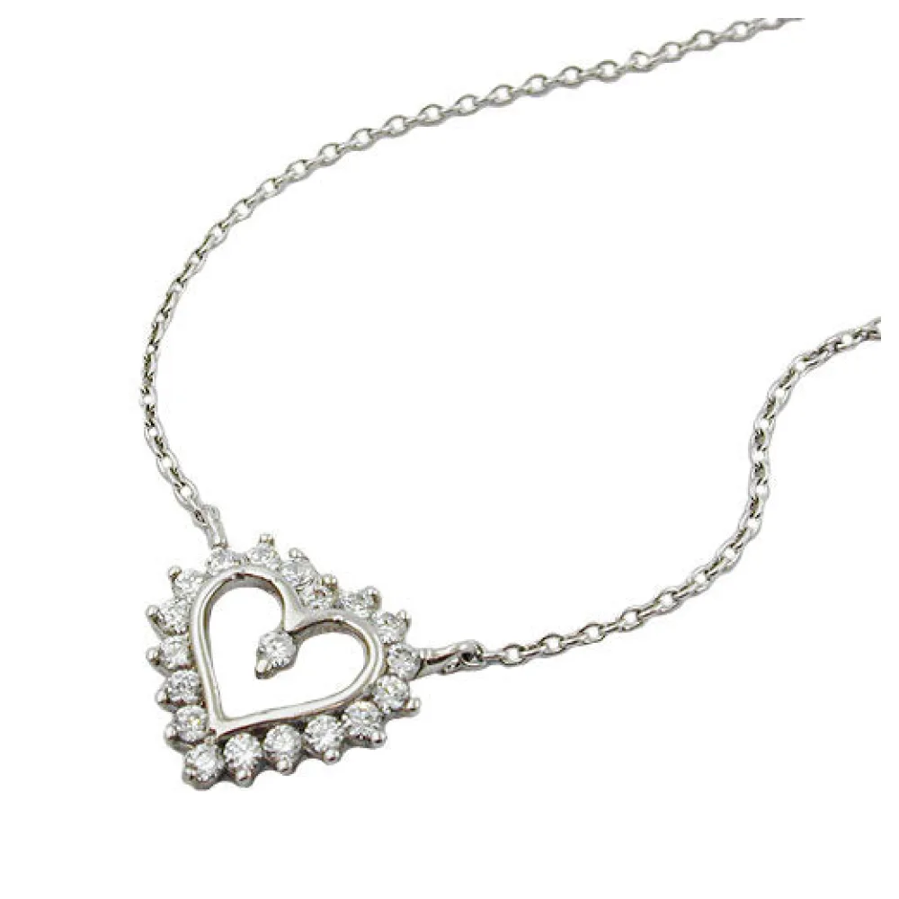 Kette mit Herz rhodiniert Silber 925-43