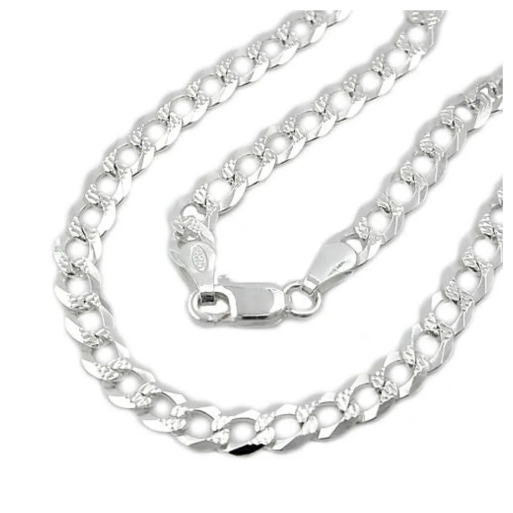 Kette Panzer flach Muster Silber 925-50