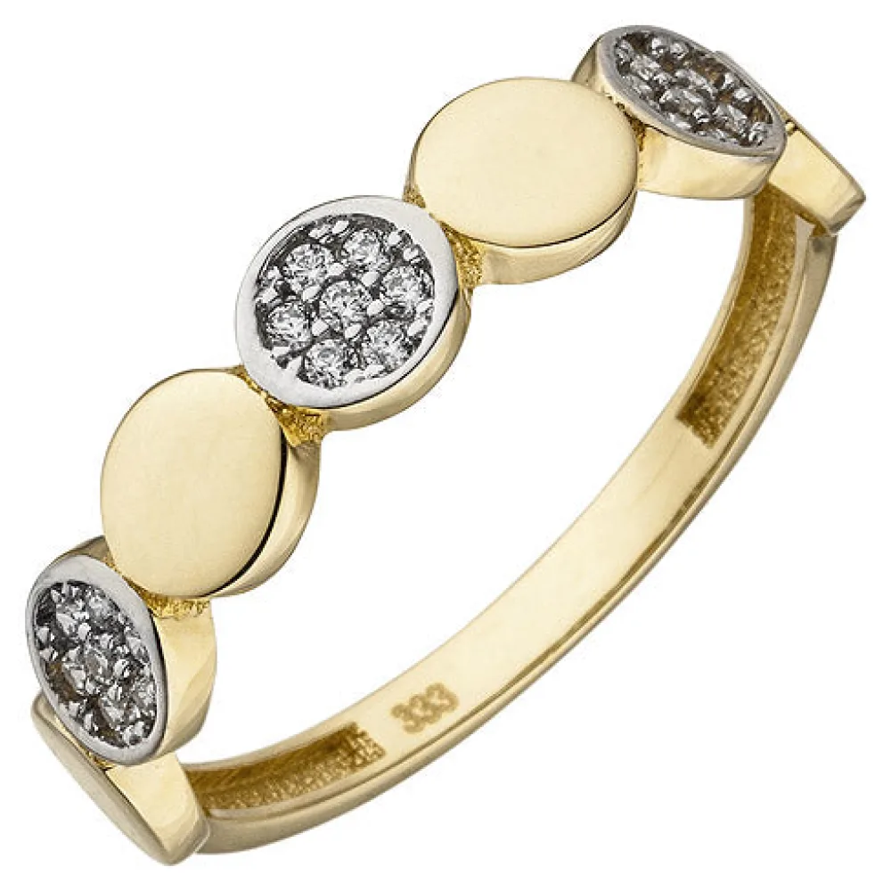 Damen Ring 333 Gold Gelbgold bicolor 21 Zirkonia Goldring-54