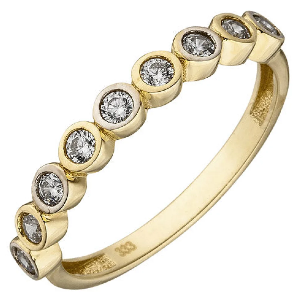 Damen Ring 333 Gold Gelbgold bicolor 9 Zirkonia Goldring-60