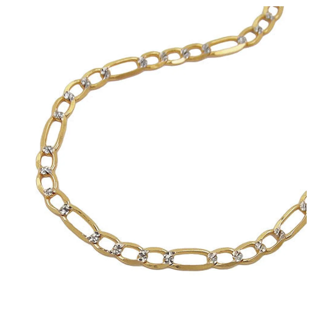 Kette 45cm Figaro-Panzer bicolor Gold 585-45