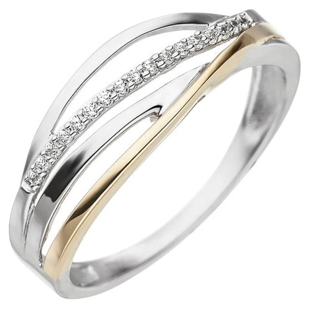 Damen Ring 333 Gold Weißgold Gelbgold bicolor 17 Zirkonia Goldring-56