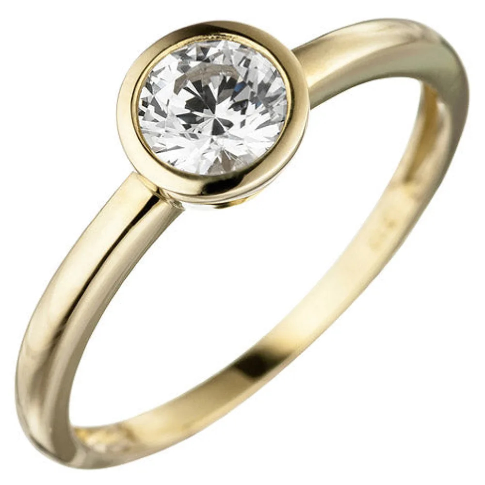 Damen Ring 333 Gold Gelbgold 1 Zirkonia Goldring-52