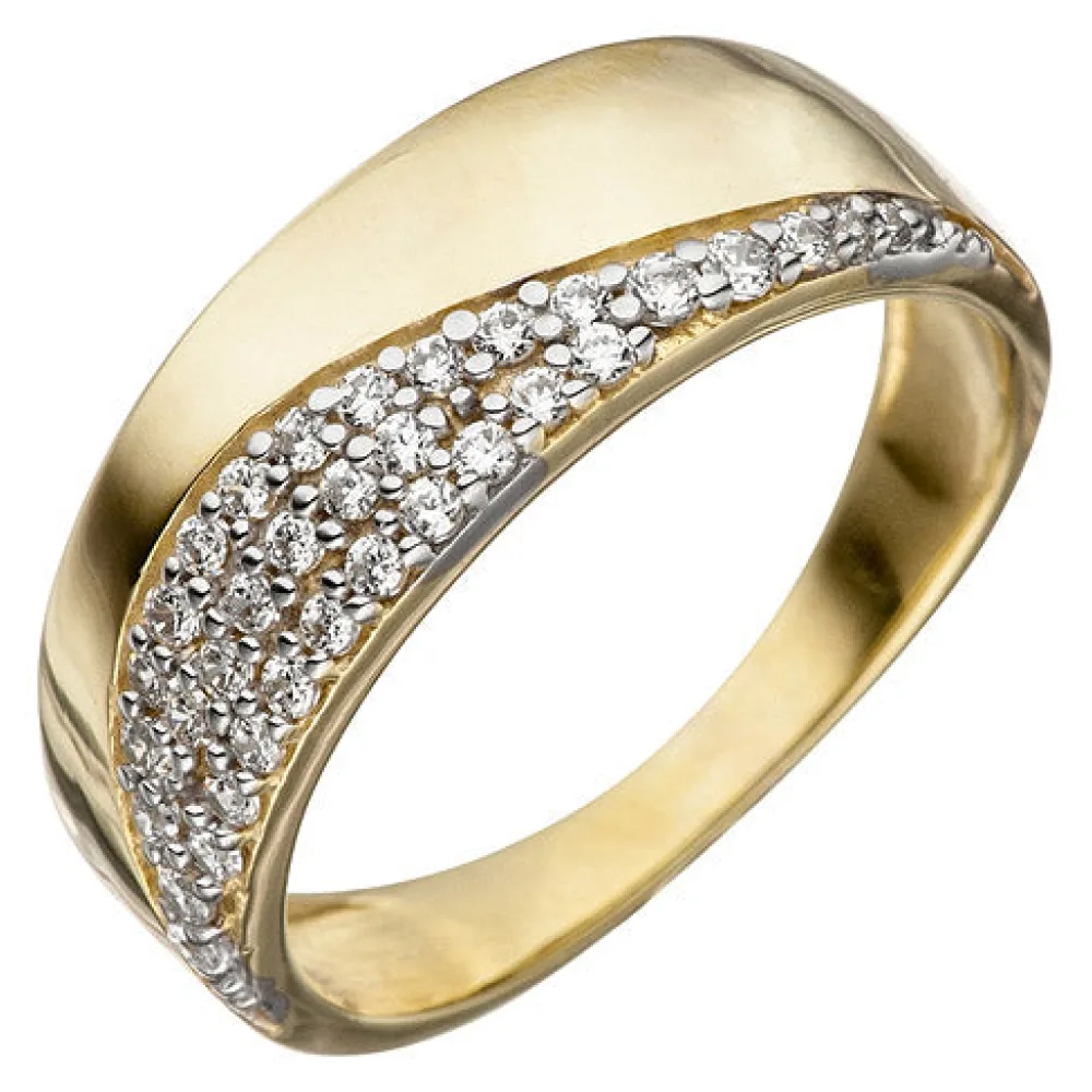 Damen Ring 333 Gold Gelbgold bicolor mit Zirkonia Goldring-52