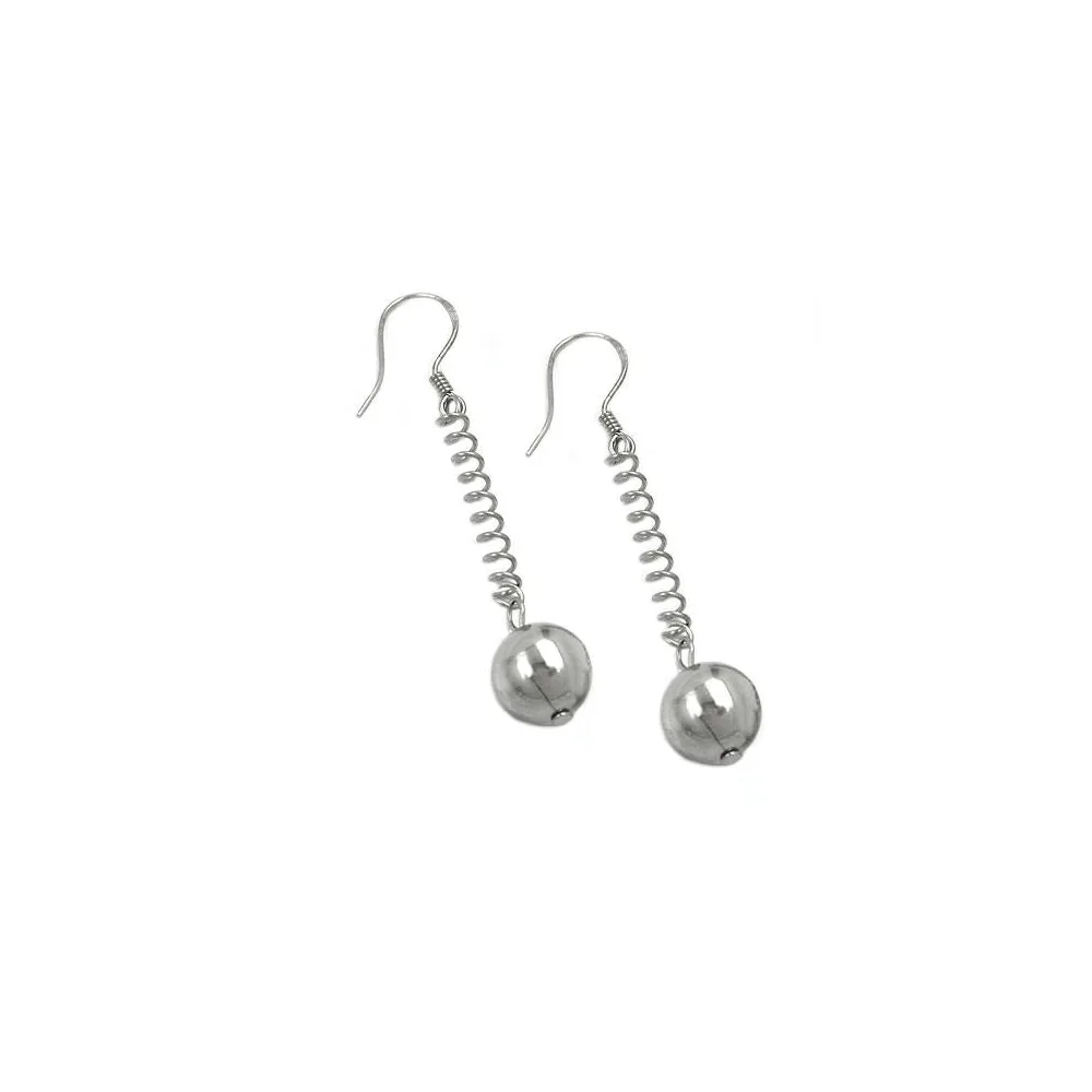 Ohrringe Ohrhaken Kugel und Feder Silber 925