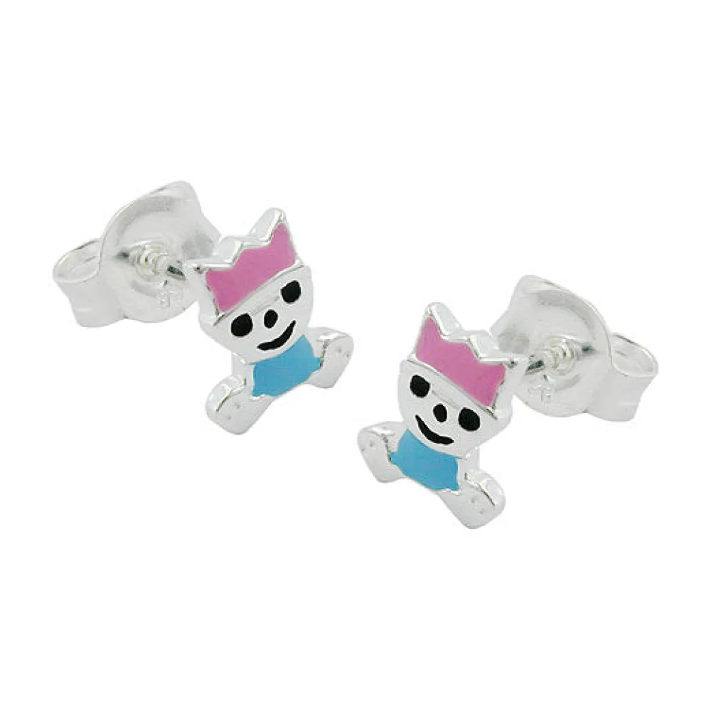 Ohrstecker pink-hellblau Silber 925