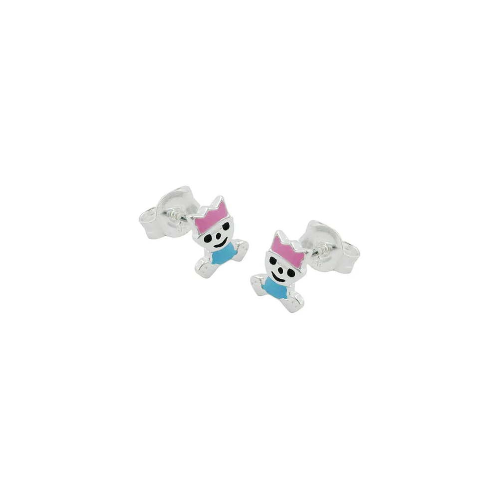 Ohrstecker pink-hellblau Silber 925